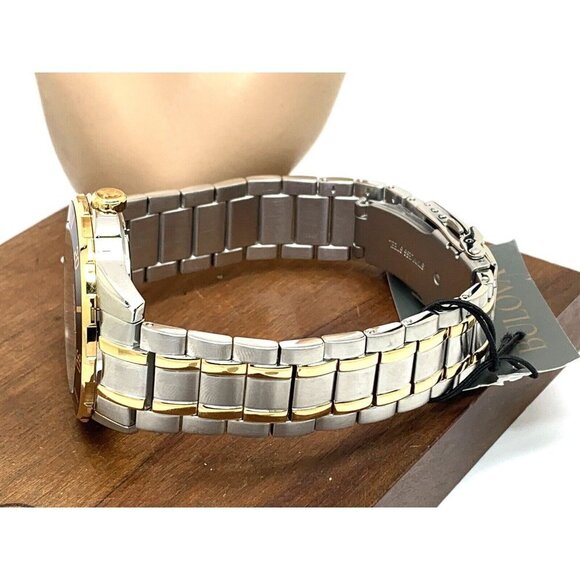 Bulova Men's Watch 98B394 Black Dial Date Quartz Two Tone Stainless Stee… - Picture 9 of 14
